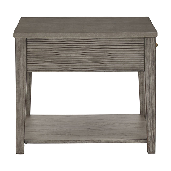 Antique Grey Finish Grey Fiber Cement Table with Self - End Table