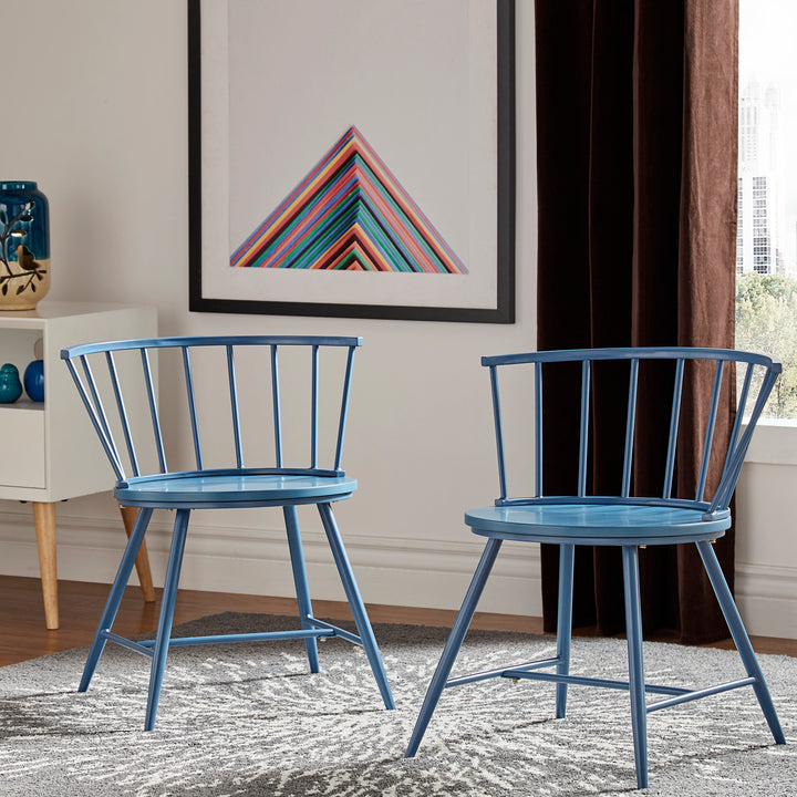 Low Back Windsor Classic Dining Chairs (Set of 2) - Blue Steel