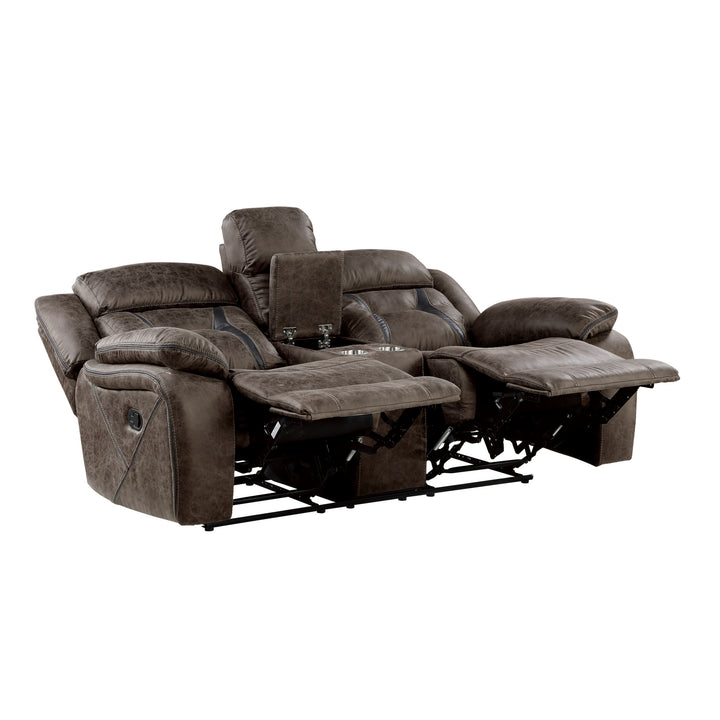 Double Reclining Loveseat with Console,  Polished Microfiber