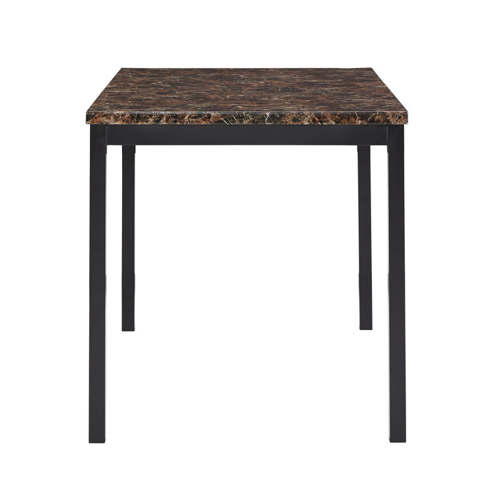 4-Person 48" Wide Faux Marble Top Dining Table - Black Finish with Brown Faux Marble