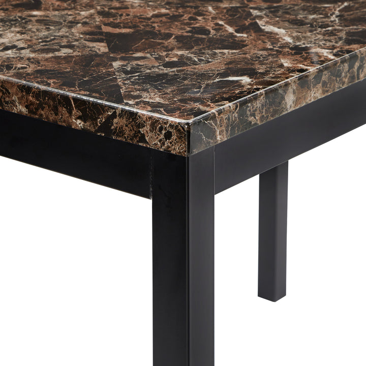 4-Person 48" Wide Faux Marble Top Dining Table - Black Finish with Brown Faux Marble