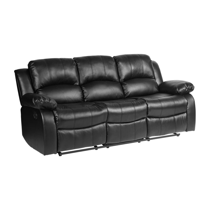 Cranley Black Bonded Leather Double Reclining Sofa