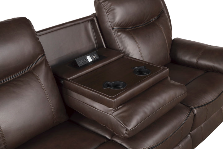 Double Reclining Sofa with Center Drop-Down Cup Holders, Receptacles, Hidden Drawer & Usb Ports