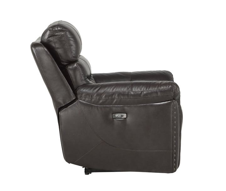 Power Reclining Chair with Power Headrest & Usb Port, Brown Top Grain Leather Match Pvc