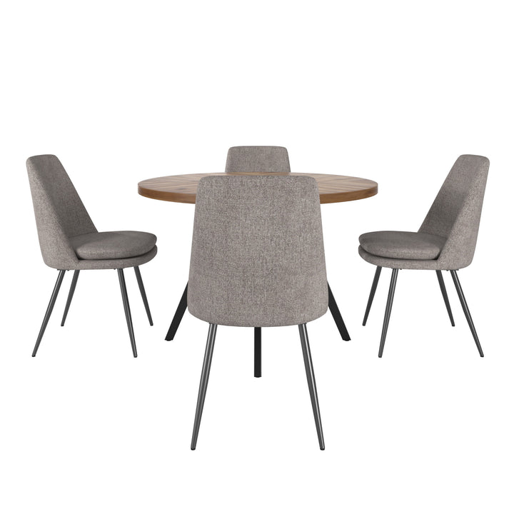 Black Finish Chenille Fabric 5-Piece Dining Set - Dark Gray