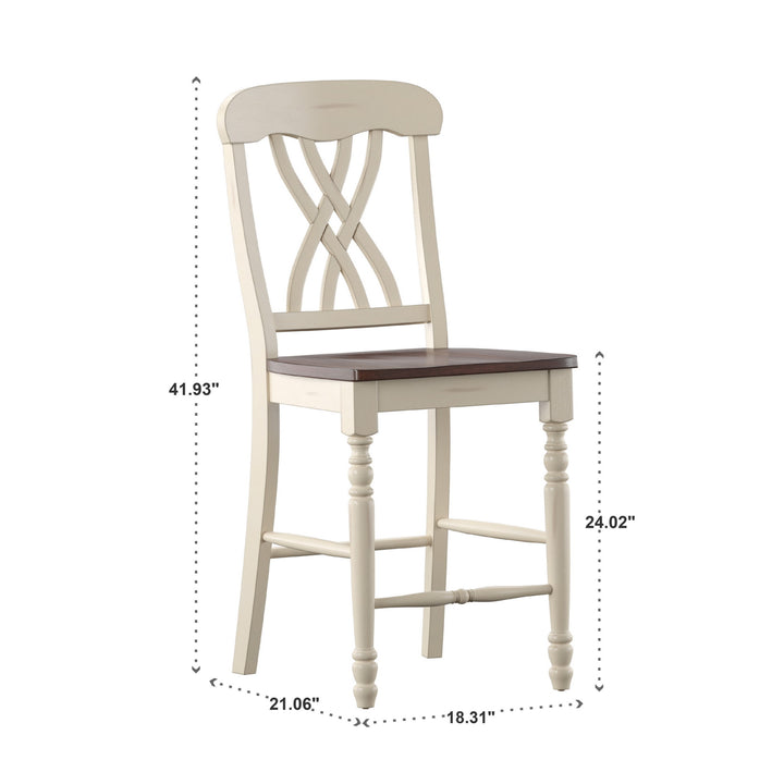 Two-Tone Counter Height Chairs (Set of 2) - Antique White, Scroll Back