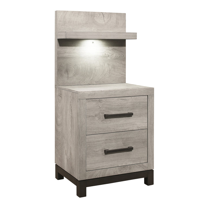 Night Stand - with Wall Panel, Light Gray