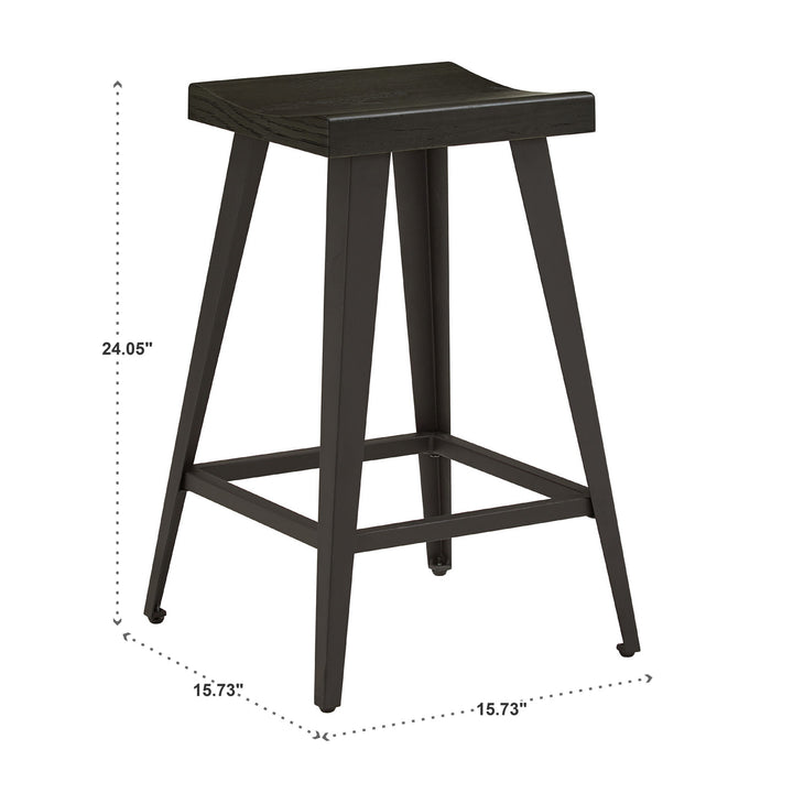 Black Finish Counter Height Stool (Set of 2)