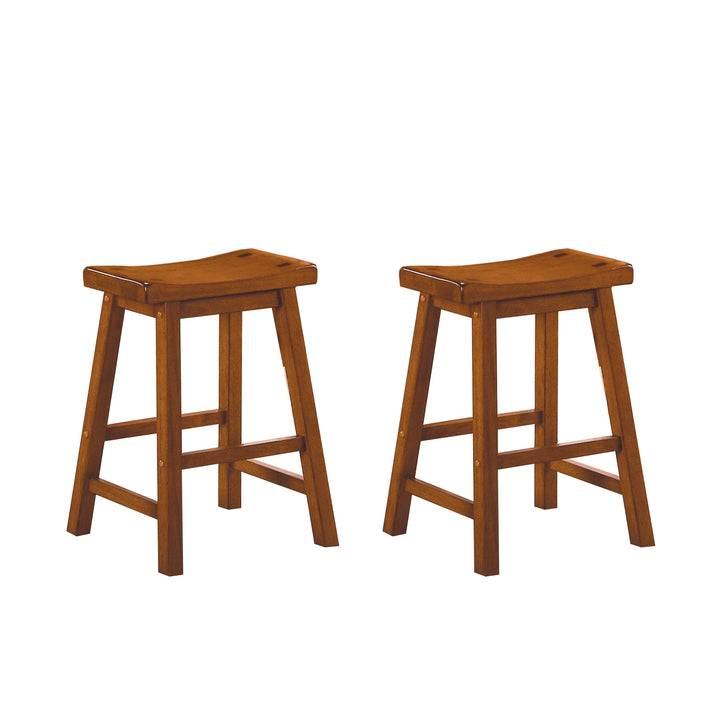 Set Of 2, Saddleback Oak Finish 24"H Stool