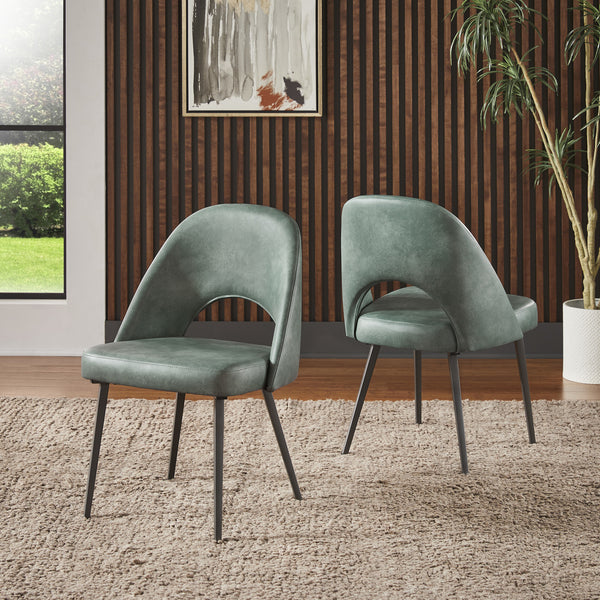 Upholstered Dining Chairs (Set of 2) - Teal PU Leather