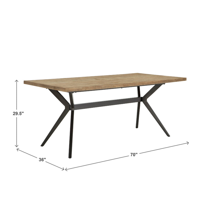 70" Iron Gray Metal Base 4-6 Person Dining Table - Light Pine Finish Top