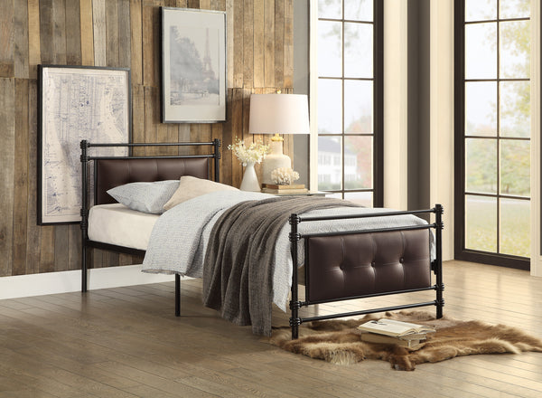 Twin Metal Platform Bed, Uphl Hb/Fb