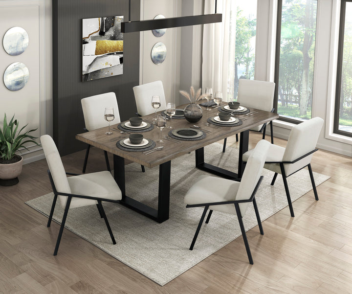 Dark Brown Finish 82" Live Edge Dining Set - 7-piece