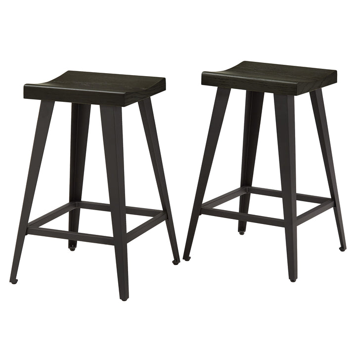 Black Finish Counter Height Stool (Set of 2)