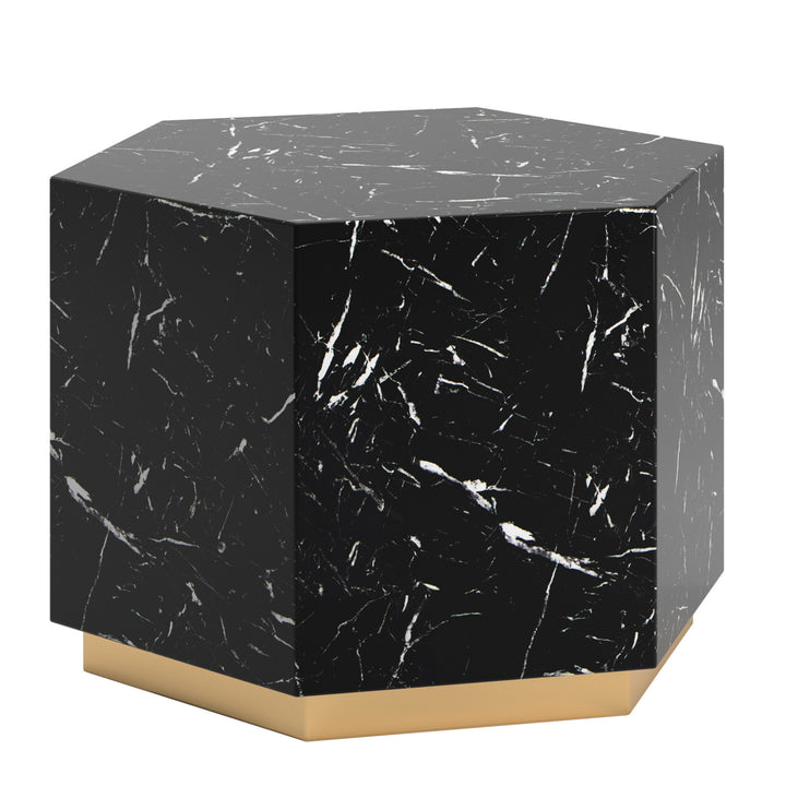 Faux Marble Table - Black, Hexagon, End and Coffee Table Set