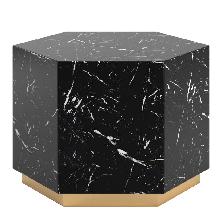 Faux Marble Table - Black, Hexagon, End and Coffee Table Set