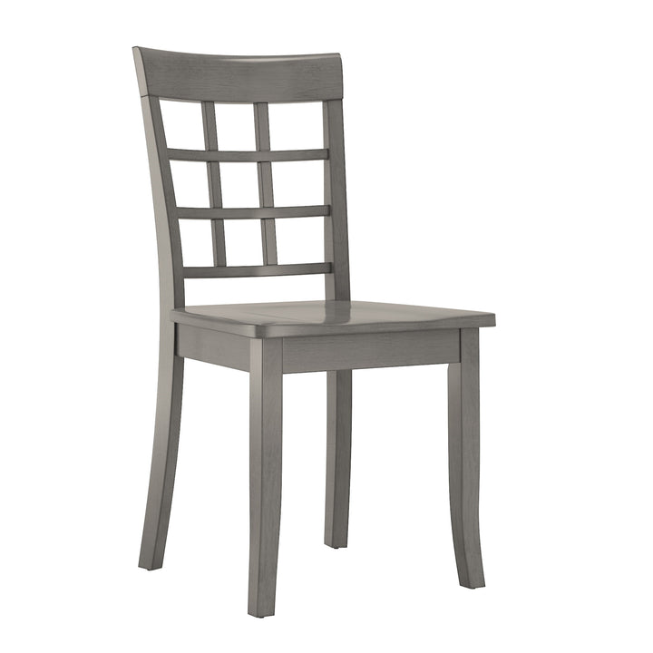 Two-Tone Round 5-Piece Dining Set - Antique Gray Finish, Window Back Chairs