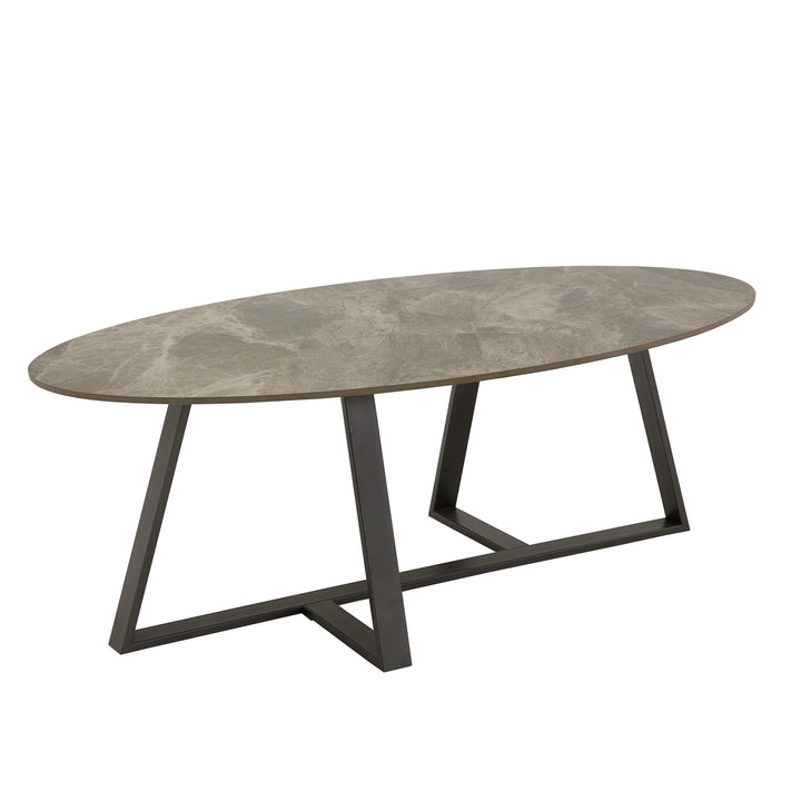 Glossy Sintered Stone with Gray Metal Base Table - Coffee and End Table Set