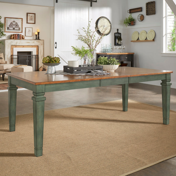 Solid Wood 64-82" Extendable Dining Table - Antique Sage