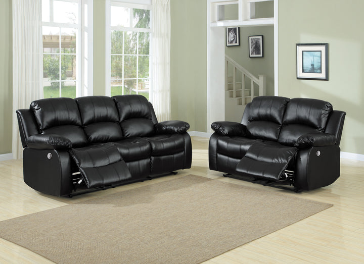 Cranley Black Bonded Leather Double Reclining Sofa