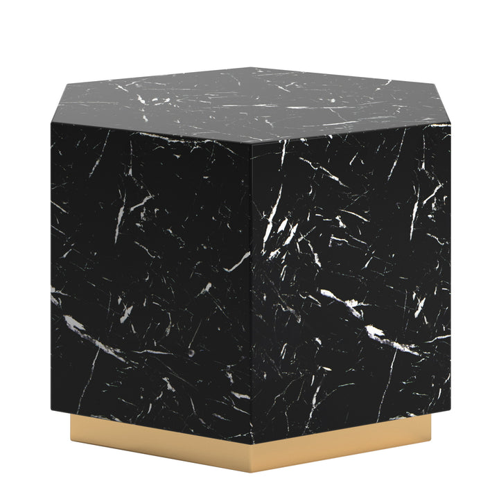 Faux Marble Table - Black, Hexagon, End and Coffee Table Set