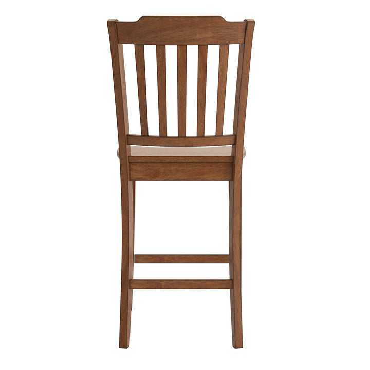 Slat Back Wood Counter Height Chairs (Set of 2) - Oak Finish