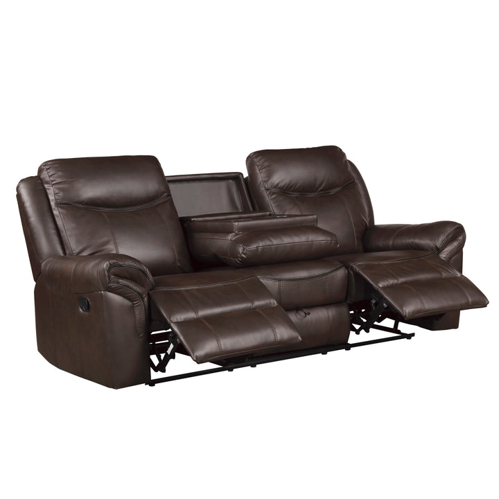 Double Reclining Sofa with Center Drop-Down Cup Holders, Receptacles, Hidden Drawer & Usb Ports