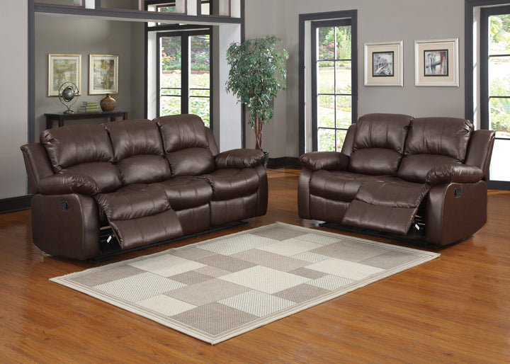 Cranley Brown Bonded Leather Double Reclining Loveseat