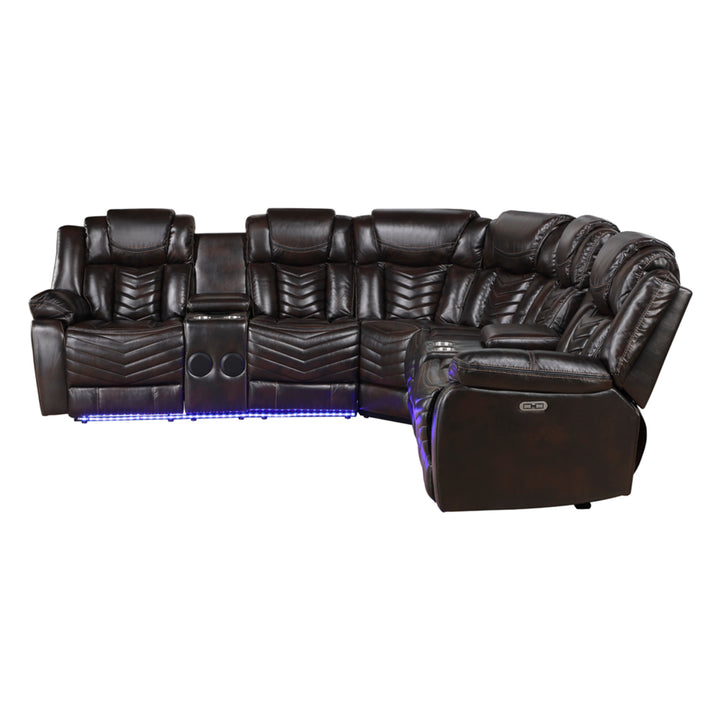 3-Piece Power Reclining Sectional with Consoles, Speakers, Subwoofer and LED Lighting