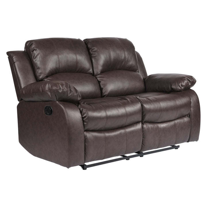 Cranley Brown Bonded Leather Double Reclining Loveseat