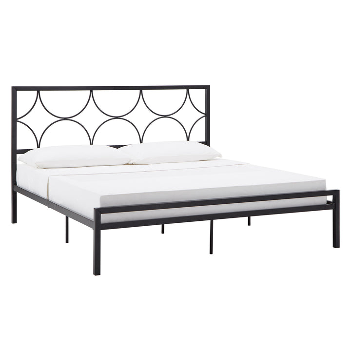 Metal Platform Bed with Twinkling Star Headboard - Black, King