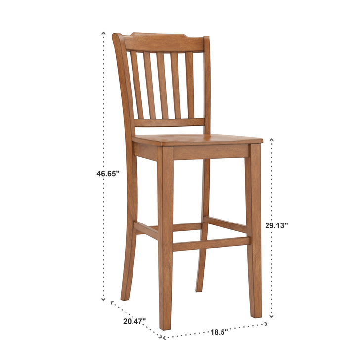 Slat Back Bar Height Chairs (Set of 2) - Oak Finish