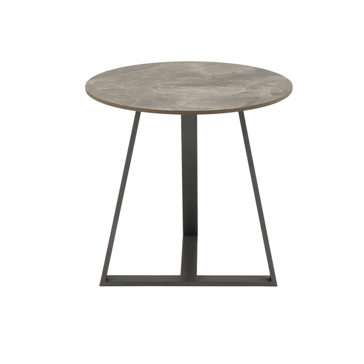 Glossy Sintered Stone with Gray Metal Base Table - Coffee and End Table Set