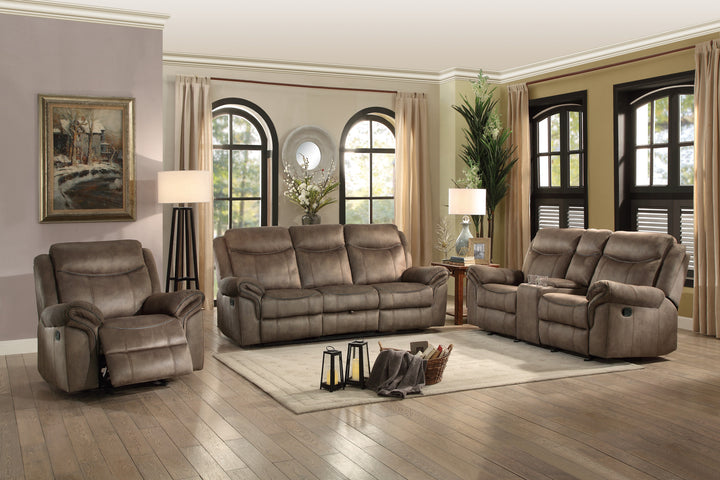 Double Reclining Sofa with Center Drop-Down Cup Holders, Receptacles, Hidden Drawer & Usb Ports