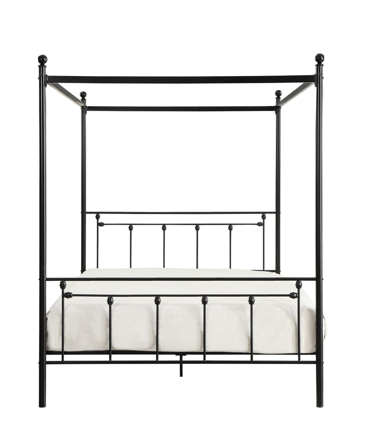 Queen Size Canopy Metal Bed,Round Post, 3A