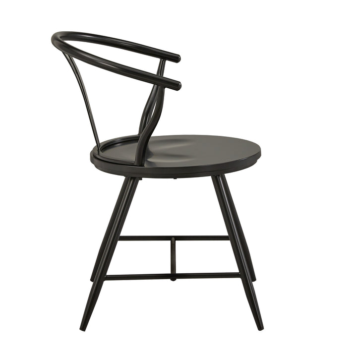 Wishbone Back Metal Side Chair with Wood Seat (Set of 2) - Black