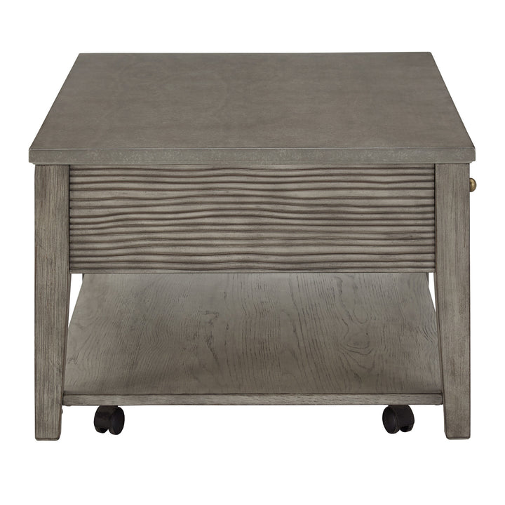 Antique Gray Finish Gray Fiber Cement Table with Self - Coffee Table