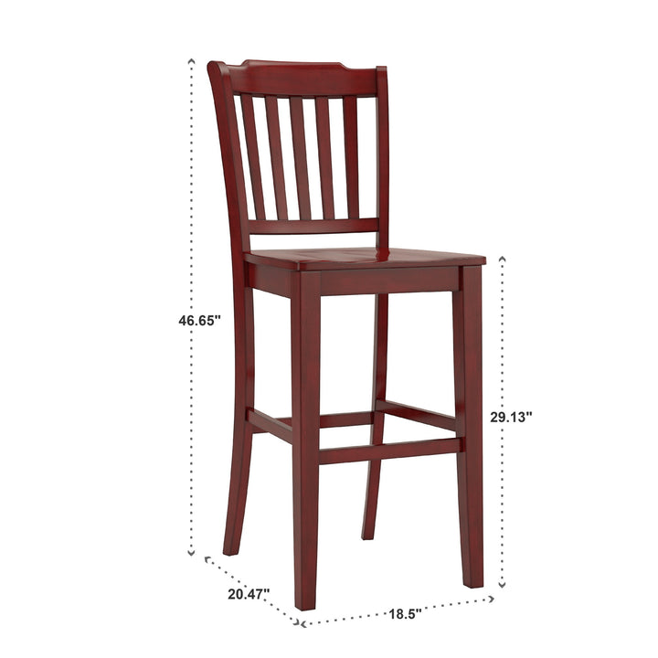 Slat Back Bar Height Chairs (Set of 2) - Antique Berry Finish