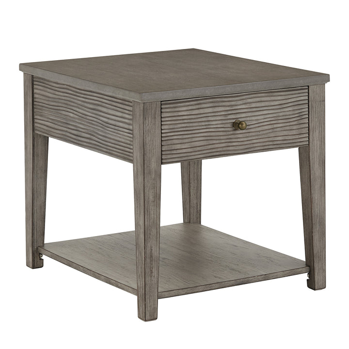 Antique Grey Finish Grey Fiber Cement Table with Self - End Table