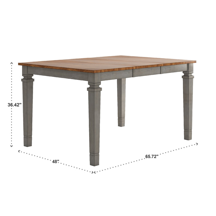 Solid Wood 48-65.7" Extendable Counter Height Dining Table - Antique Grey