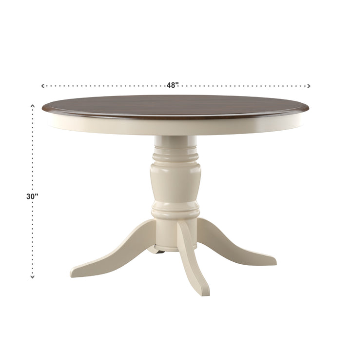 Two-Tone Round Dining Set - Antique White, Cross Back, 5-Piece Set