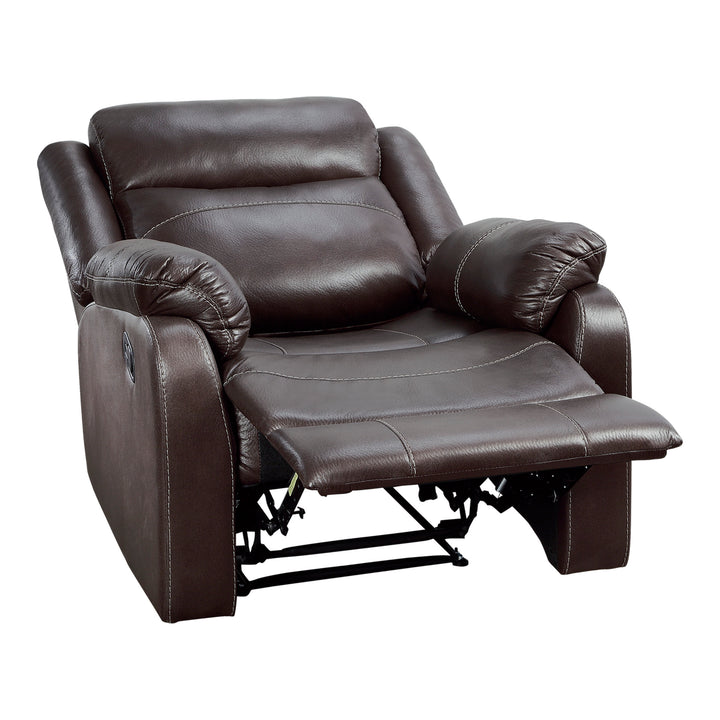 Lay Flat Reclining Chair, Dark Brown Polished Microfiber