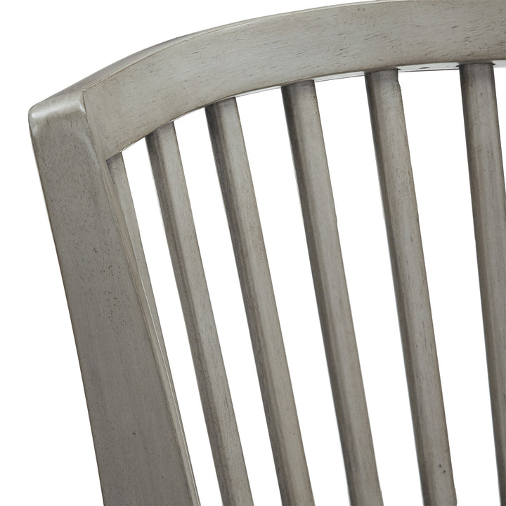 Slat Back Swivel Chair - 24" Counter Height, Antique Gray Finish, Gray Linen