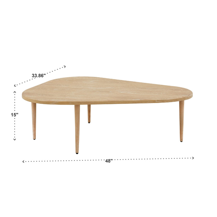 Wood Finish Teardrop 3 Legs Nesting Coffee Tables - Natural Finish