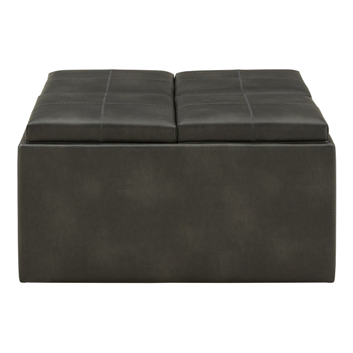 Storage Ottoman - Gray Faux Leather