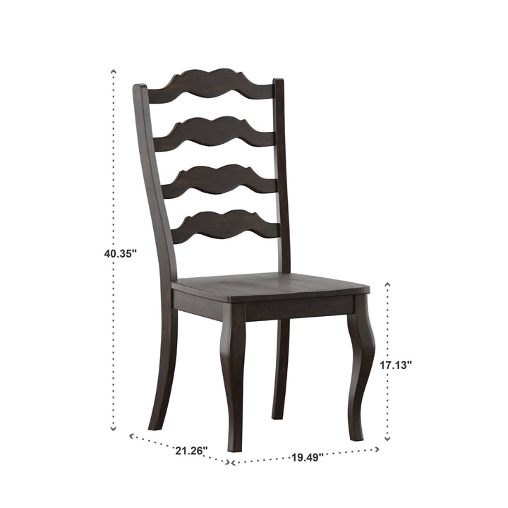 French Ladder Back Wood Dining Chairs (Set of 2) - Antique Black