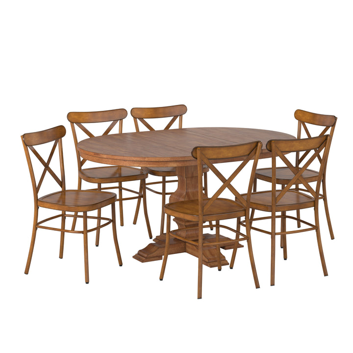 Oak Finish Oval 7-Piece Dining Set - Oak Finish Chairs