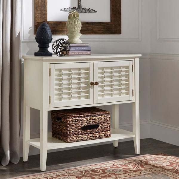 White Finish 2-Door Console Table