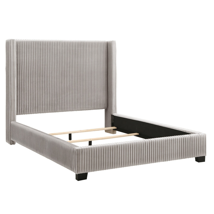 Wingback Upholstered Bed - Light Dove Gray, Queen