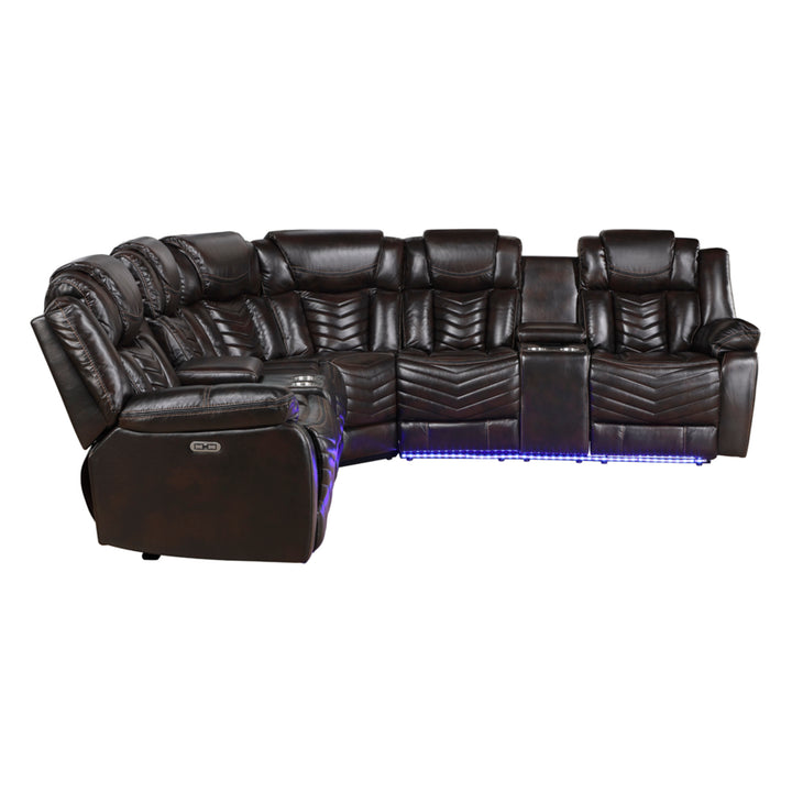 3-Piece Power Reclining Sectional with Consoles, Speakers, Subwoofer and LED Lighting